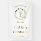 Katholieke Eerste Heilige Communie olijfkrans Spandoek (Verticaal)