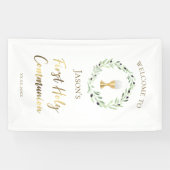 Katholieke Eerste Heilige Communie olijfkrans Spandoek (Horizontaal)