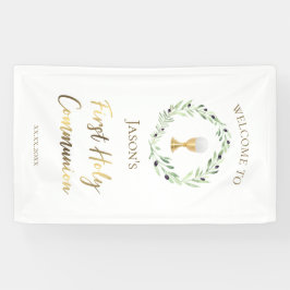 Katholieke Eerste Heilige Communie olijfkrans Spandoek