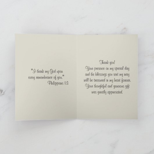 Katholieke Eerste Heilige Communie Rozenkrans Dank Bedankkaart (Binnen)