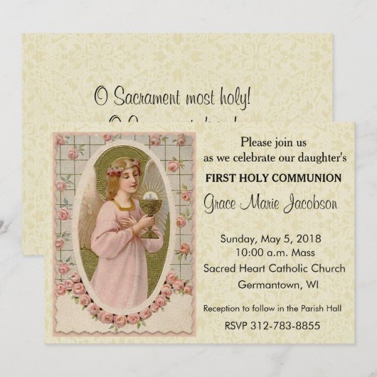Katholieke Eerste Heilige Communie Uitnodigingen (Voorkant / Achterkant)