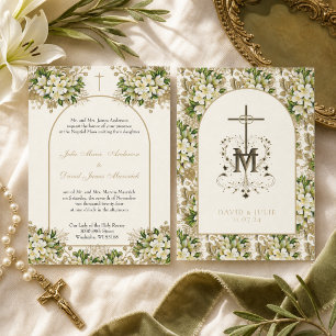 Katholieke Elegante Bloemrijke Religieuze Trouw Kaart