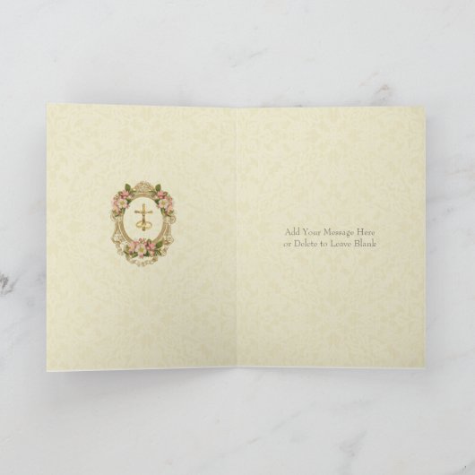 Katholieke  Elegante Bruiloft Kaart (Binnen)