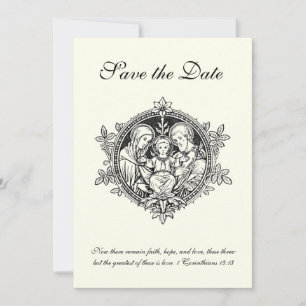 Katholieke Elegante Ivoor Heilig Gezin Bewaar de D Save The Date