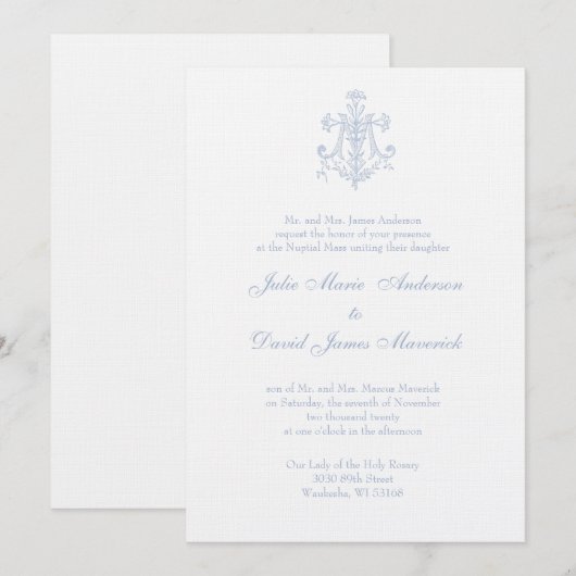 Katholieke Elegante Religieuze Maria Bruiloft Kaart (Voorkant / Achterkant)