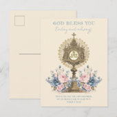Katholieke Eucharistie Jezus Blauw Bloemen Briefkaart (Voorkant / Achterkant)