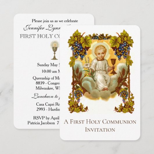 Katholieke Eucharistisch Uitnodiging van de Eerste (Voorkant / Achterkant)