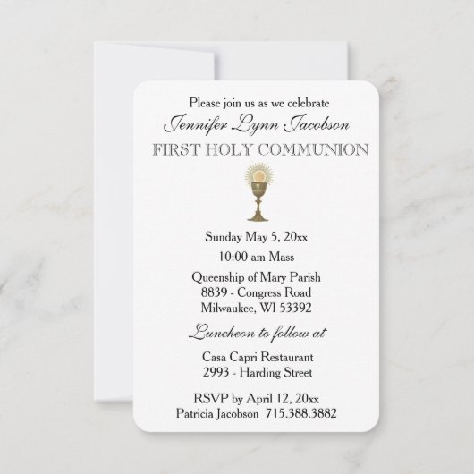 Katholieke Eucharistisch Uitnodiging van de Eerste (Achterkant)