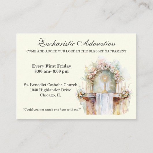 Katholieke Eucharistische Aanbidding Jezus Gebed K Visitekaartje (Voorkant)