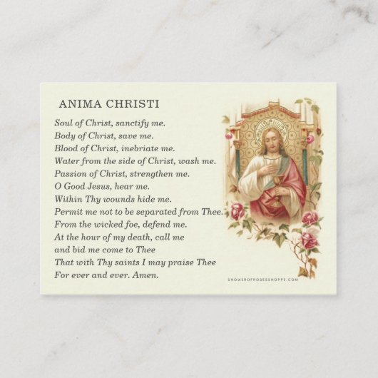 Katholieke eucharistische Adoratie Jesus Prayer En Visitekaartje (Achterkant)