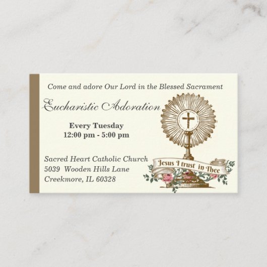Katholieke eucharistische Adoratie Jesus Prayer Visitekaartje (Voorkant)
