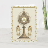 Katholieke Eucharistische Gastheer met Angels Whit Kaart (Voorkant)