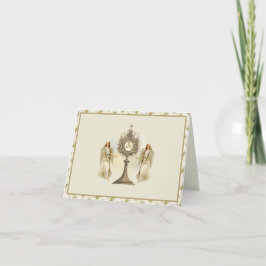 Katholieke Eucharistische Gastheer met Angels Whit Kaart