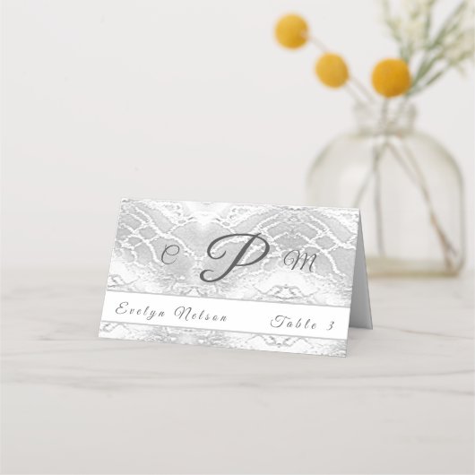 Katholieke Faux-Satin Monogrammed Hartelijk dank Plaatskaartje (Voorkant)