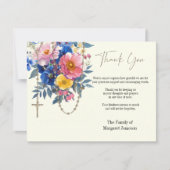 Katholieke Floral Rosary Funeral condoleances Bedankkaart (Voorkant)