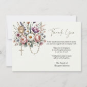 Katholieke Floral Rosary Funeral condoleances Bedankkaart (Voorkant)