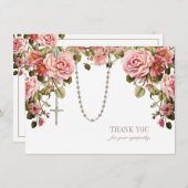 Katholieke Floral Rosary Funeral condoleances Bedankkaart (Voorkant / Achterkant)