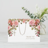 Katholieke Floral Rosary Funeral condoleances Bedankkaart (Staand voorkant)