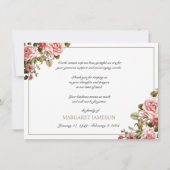 Katholieke Floral Rosary Funeral condoleances Bedankkaart (Achterkant)