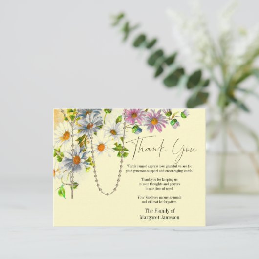 Katholieke Floral Rosary Funeral condoleances Bedankkaart (Staand voorkant)