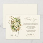 Katholieke Floral Rosary Funeral condoleances Bedankkaart (Voorkant / Achterkant)