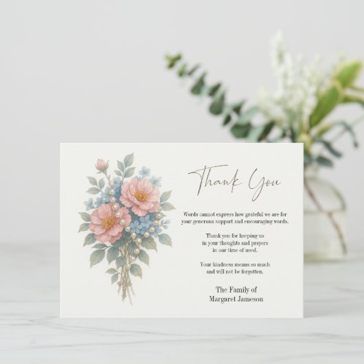 Katholieke Floral Rosary Funeral condoleances Bedankkaart (Staand voorkant)