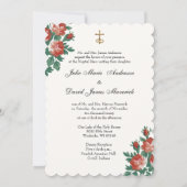 Katholieke Floral Wedding Church Reception Gecombi Kaart (Achterkant)