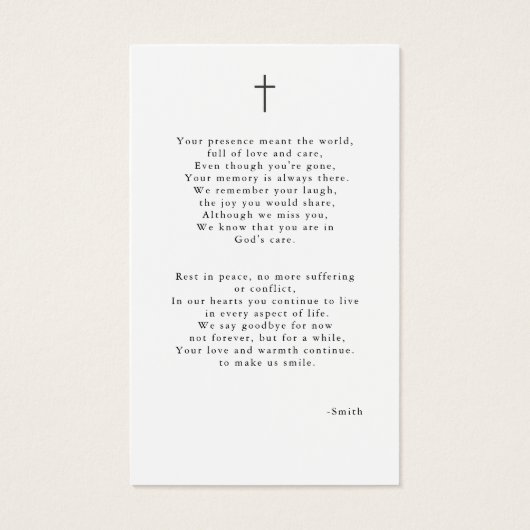 Katholieke Foto Begrafenis Gebed Kaart (Achterkant)
