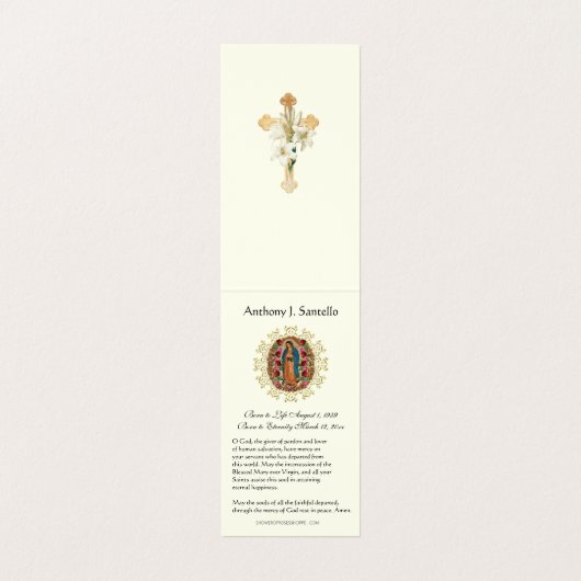 Katholieke Funeral Guadalupe Prayer Heilige Kaart Visitekaartje (Binnenkant ongevouwen)