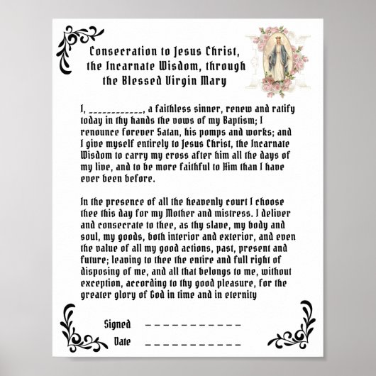 Katholieke gebeden voor Jezus Maagd Mary Poster (Voorkant)