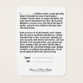 Katholieke gebeden voor Jezus Maagd Mary Visitekaartje (Achterkant)