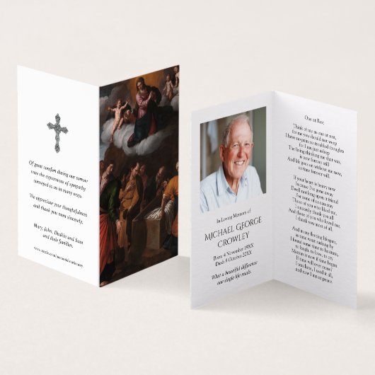 Katholieke gebedskaarten Tenhemelopneming van Mari Kaart (Binnen en buitenkant)