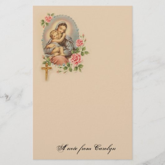 Katholieke gevlekte Maagd Mary Jezus Religieus Briefpapier (Voorkant)