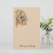 Katholieke gevlekte Maagd Mary Jezus Religieus Briefpapier (Staand voorkant)