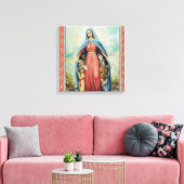 Katholieke Gezegende Maagd Maria met Kinderen Canvas Afdruk (Insitu (Woonkamer))