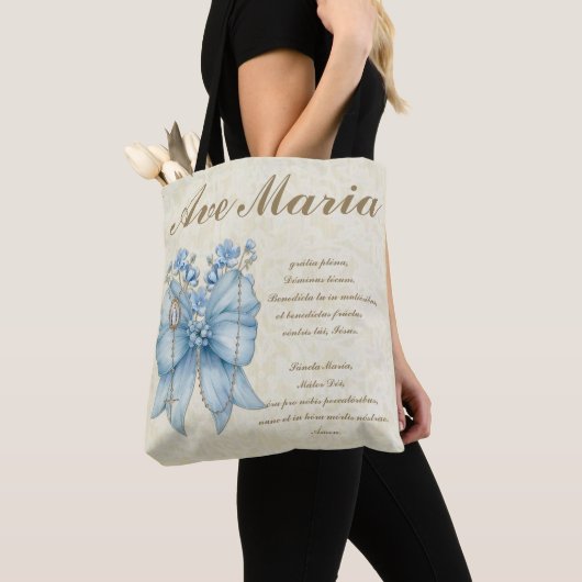 Katholieke Gezegende Moeder Heilige Rozenkrans Bla Tote Bag (Dichtbij)