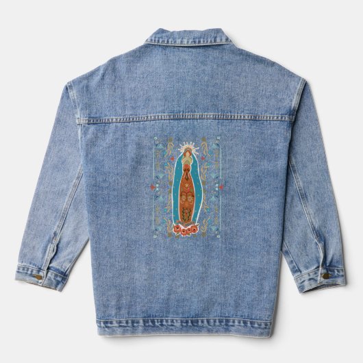 Katholieke Gezegende Moeder Maria Denim Jacket (Achterkant)