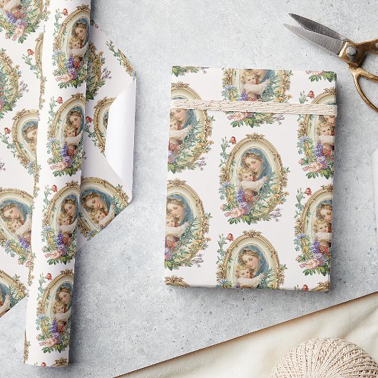 Katholieke Gezegende Moeder Maria Jezus Religieus Cadeaupapier