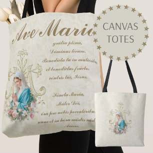 Katholieke Gezegende Moeder Maria Mariakruis Bloem Tote Bag