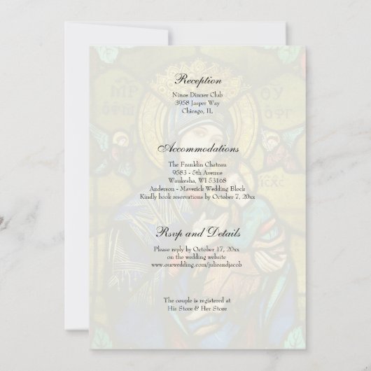 katholieke Glas in lood bruiloft Kaart (Achterkant)