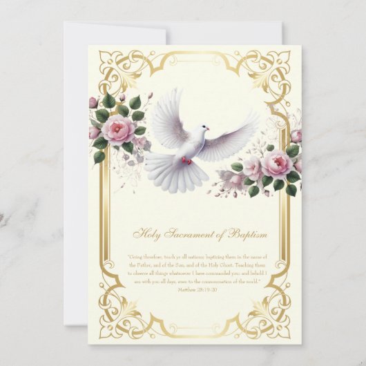 Katholieke Gouden Doop Rozen Doop Kaart (Achterkant)