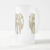 katholieke gouden kruisingen wit matglas bierpul (Voorkant rechts)