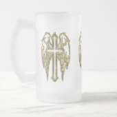 katholieke gouden kruisingen wit matglas bierpul (Links)