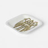 katholieke gouden kruisingen wit papieren bordje (Gebogen)