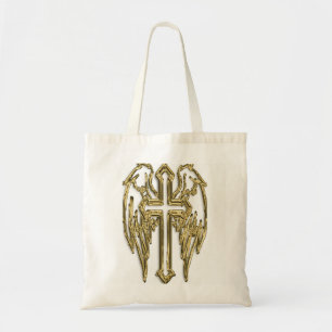 katholieke gouden kruisingen wit tote bag