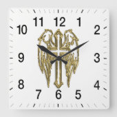katholieke gouden kruisingen wit vierkante klok (Voorkant)