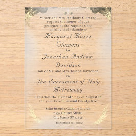 Katholieke Grace Acryl bruiloft uitnodiging