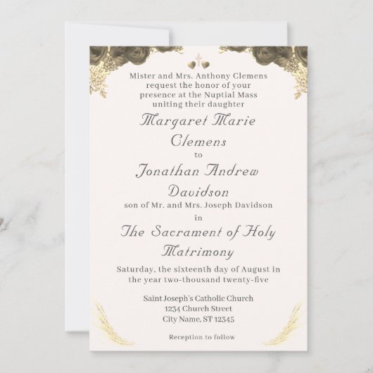 Katholieke Grace bruiloft uitnodiging (Voorkant)