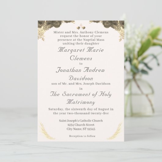 Katholieke Grace bruiloft uitnodiging (Staand voorkant)