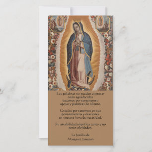Katholieke Guadalupe Funeral condoléances Spaans Bedankkaart
